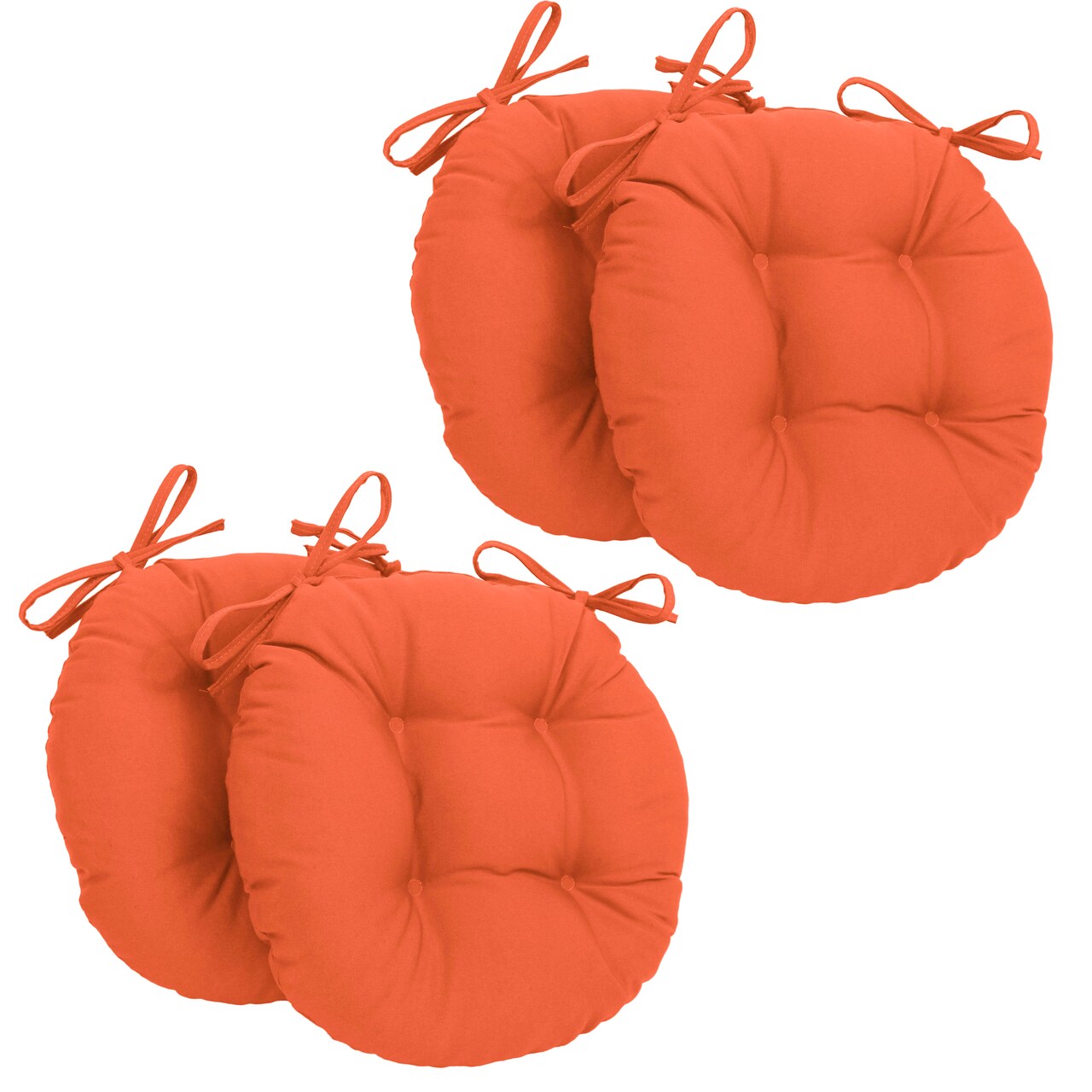 16-inch Solid Twill Round Tufted Chair Cushions (Set of 4) - Tangerine Dream